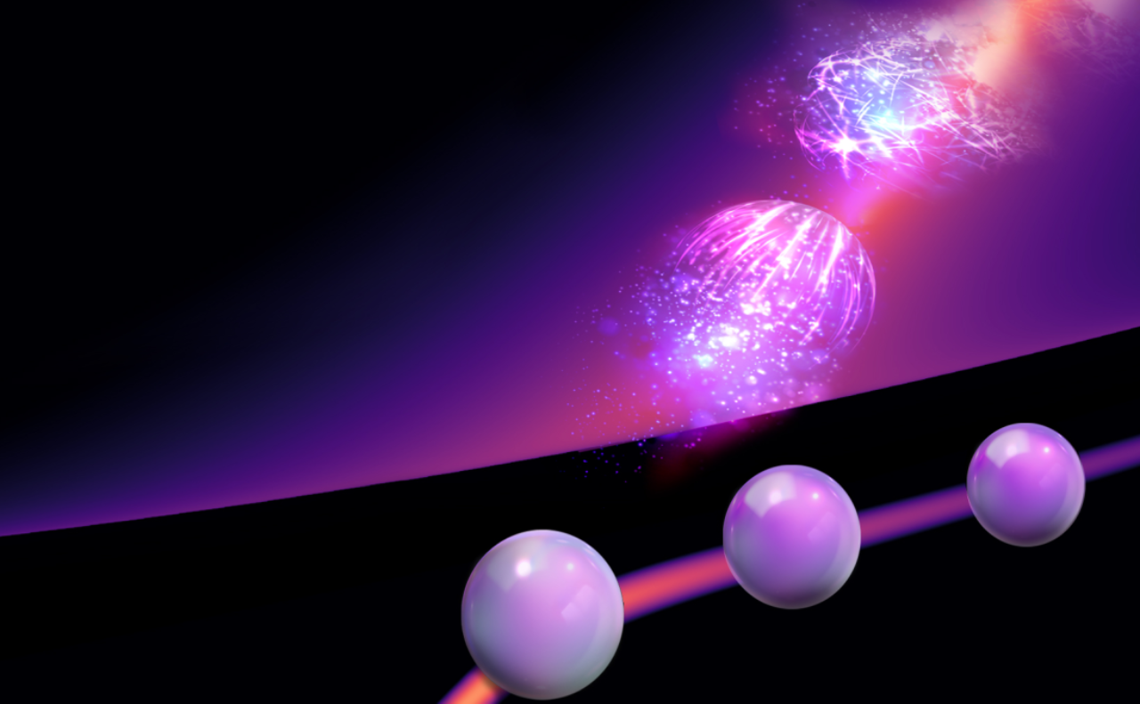Artistic representations of the strong quantum interaction prevent the decay of quasiparticles. 